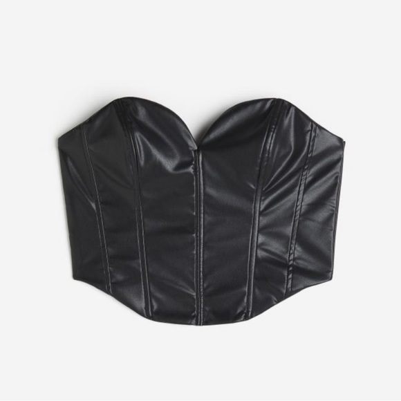 H&M Vegan Leather Corset Size S NWT - Picture 1 of 6